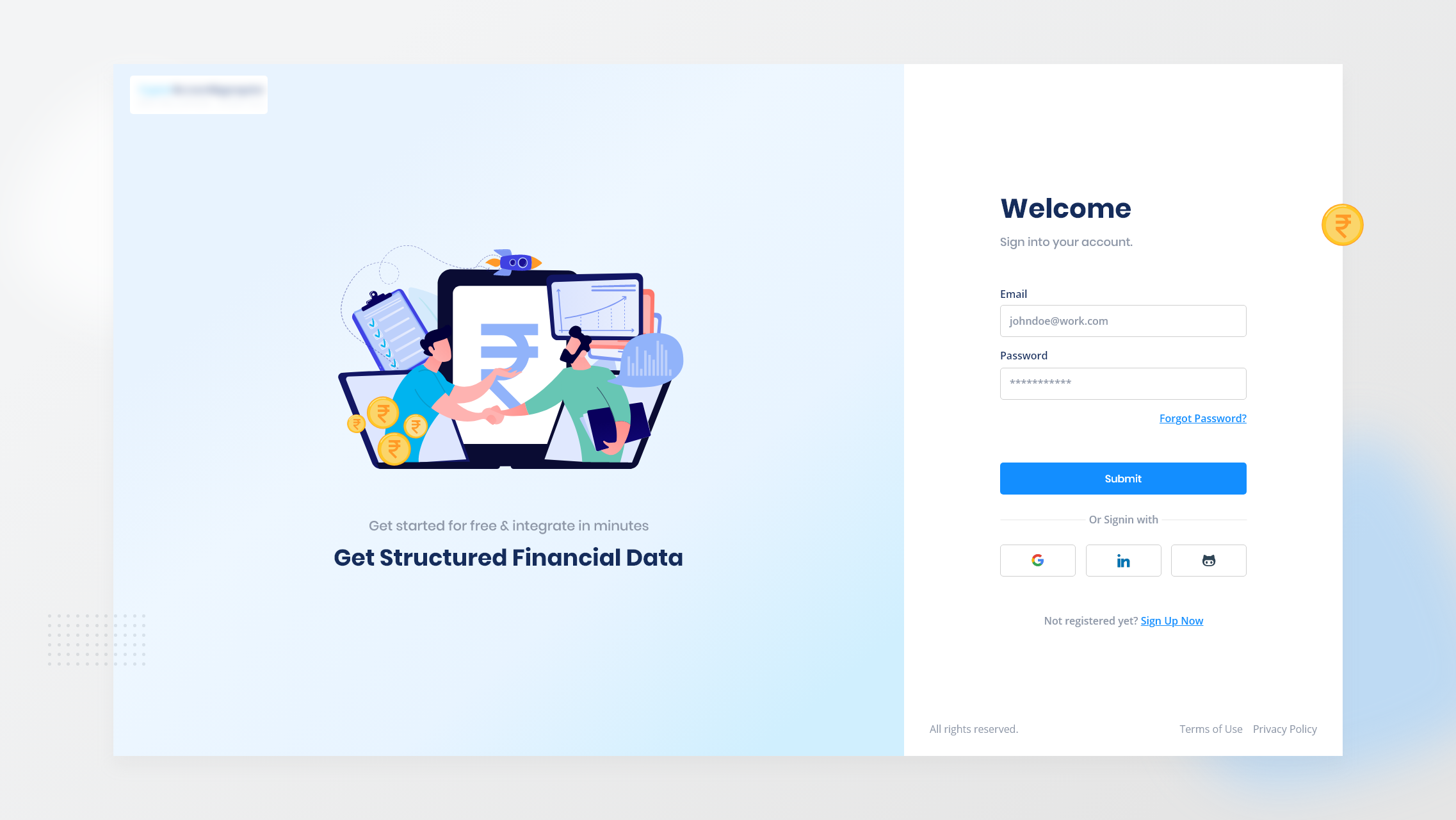 Login Screen for Financial Portal blue theme finance finance domain financial portal illustration layout design login login screen signin page ui ui design ux design web design web login web screen