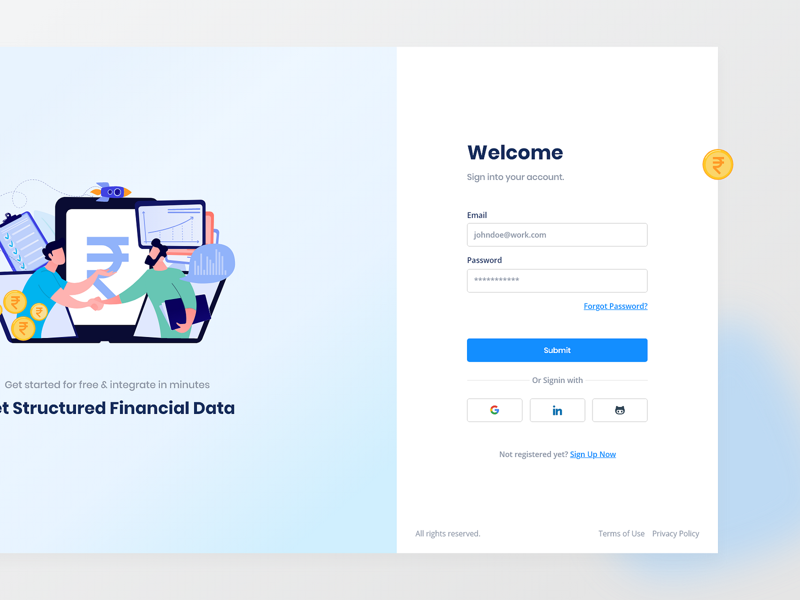 Login Screen for Financial Portal by Urmi on Dribbble