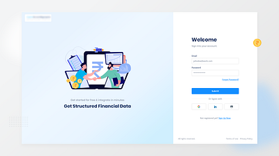 Login Screen for Financial Portal blue theme finance finance domain financial portal illustration layout design login login screen signin page ui ui design ux design web design web login web screen