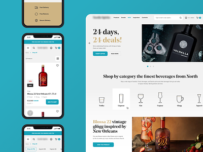 Nordic beverages shop website alcohol design desktop drinks ecommerce minimal mobile online store ui web