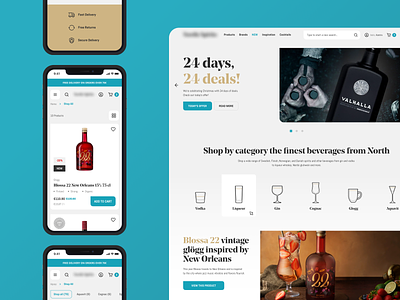 Nordic Beverages Shop Website alcohol design desktop drinks ecommerce minimal mobile online store ui web