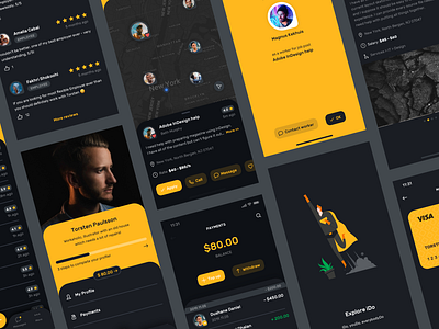 iDo - dark mode screens app application dark dark mode design interface mobile mobile app mobile design ui ui design ux ux design yellow