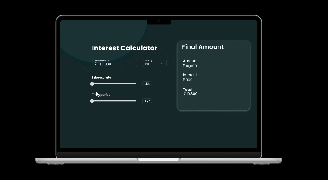 Interest Calculator. Daily UI::004 #dailyui #dailyui004 3d animation branding calculator dailyui design graphic design illustration logo motion graphics ui uiux ux vector