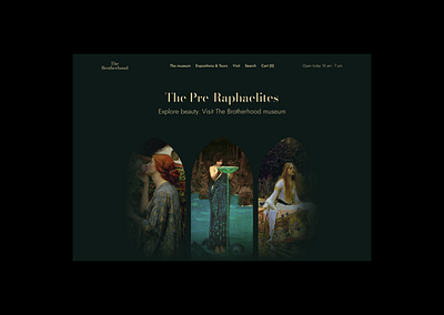 The Pre-Raphaelites: museum website concept art dark darktheme design firstscreen gothic homescreen museum pre raphaelites preraphaelite ui web