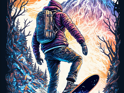 Snowboarder art graphic design illustration mountains snowboard snowboarding snowborder