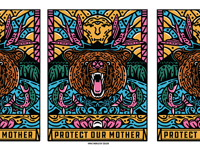 Protect Our Mother Poster animal illustration climate change colorado artist conservation earth day illustration art ipad illustration poster design procreate