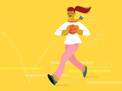 Assist administrative assistant assist badge basketball chris rooney co worker court glasses illustration office pass ponytail professional run speed woman