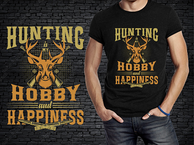 Hunting is my hobby and happiness T shirt design animal hunting clothing deer hunt design fashion graphic design gun vector hobby hunt hunter hunting t shirt design tshirt typography vector yoga