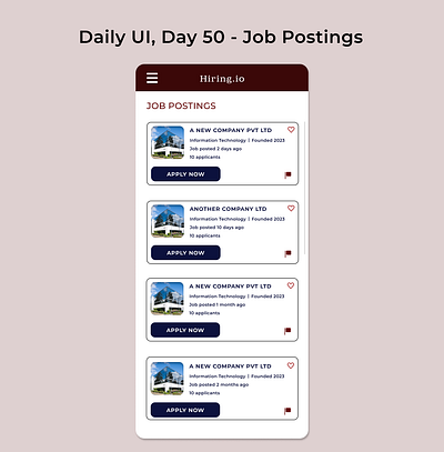 Daily UI, Day 50 - Job Postings 100daychallenge 100daysofui dailyui dailyuichallenge dailyuiday50 design ui uichallenge