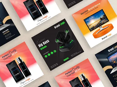 e-commerce social media post design branding business identity computer social media design earbuds social media ecommerce post graphic design illustration illustrator marketing post monitor selling post product marketing post rkdgraphic sale post design social marketing design social media ad socialmediaposter square size design