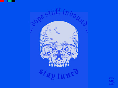Skull on Blue art bones brand branding clean crosshatch design graphic hatch illustration lifework lineart logo minimal skull tough vector