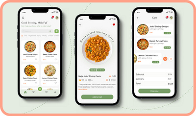 Pasta restaurant app design app app design cart checkout screen design pasta restaurant ui ui design
