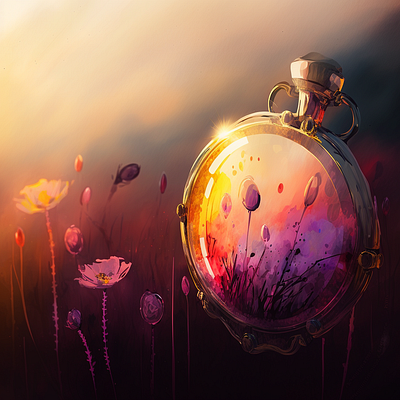 Pocket Watch and Poppy Field ai aigenerated design digital art field graphic design illustration nature pocketwatch poppies poppy watercolor