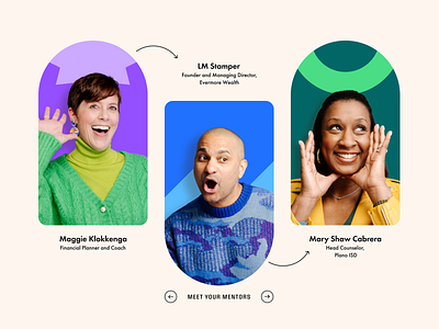 Betterwise Mentors app branding bright colors gen z mentors website design