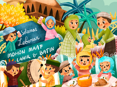 Eid Mubarak Illustration children illustration eid mubarak illustration illustrators