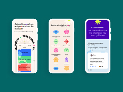 Betterwise Mobile Design branding bright colors gen-z mentors mobile responsive website