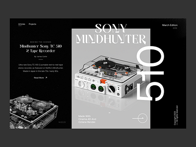 Sony Mindhunter Website Designer audio device black bold branding clean concept dark editorial grid homepage landinge page luxury minimal render sony typography ui ux web website