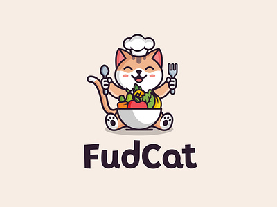 FudCat adorable animal cartoon cat logo cat lovers character cute design fast food food and drink food logo funny happy illustration logo mascot pets pets lovers playful restaurant