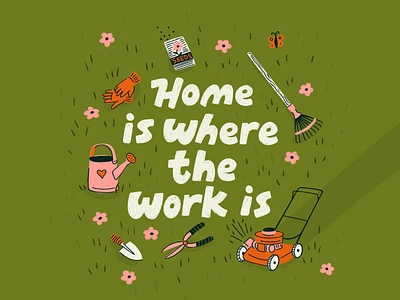 yard work szn garden gardening grass home illustration landscaping lettering mowing procreate type work yard yard work