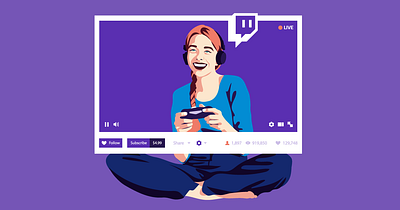 Twitch blogger blogger female freelancer gamer girl illustration illustrator kontist people streamer twitch vector woman