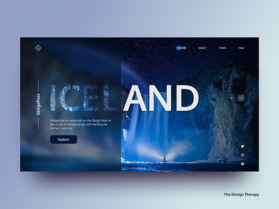 Explore Iceland branding design experience iceland interface landing page northern lights travel ui ux vector website