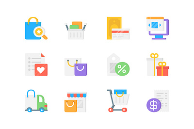 Shopping 3D Icons 3d app buy cart commerce concept design flat icon icons illustrations mobile product seller shop shopping store vector web website