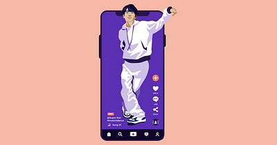 Tiktok blogger asian blogger dance freelancer guy illustration illustrator kontist people tiktok vector