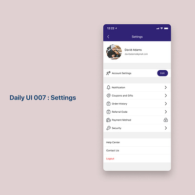 Daily UI 007 :: Settings design figma ui ux