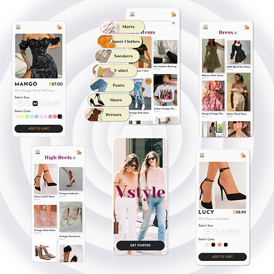VStyle: Vintage clothes shop design typography ui