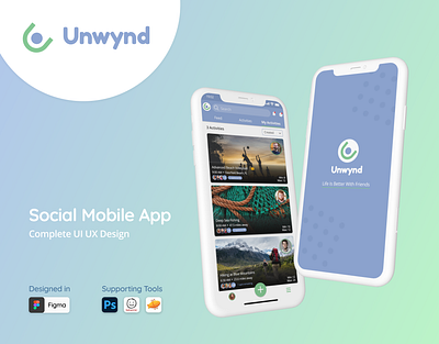 Social Mobile Application Design - Unwynd Yourself app branding design information architecture logo mobile app mobile designer mobile ui ui ui designer ui ux ux vector
