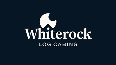Whiterock Log Cabins cabin family klim type logo moon wordmark