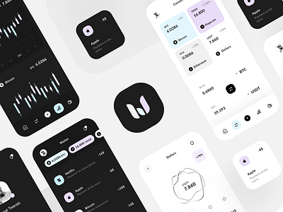 Crypto wallet mobile app "Walle" app bitcoin crypto dashboard design mobile ui