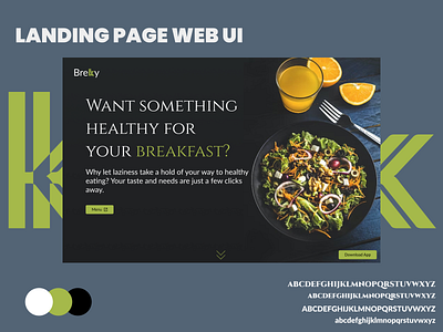 LANDING PAGE WEB UI black branding breakfast brekky brunch dark dark ui design flat graphic design illustration landing logo minimal typography ui ux vector web design yellow