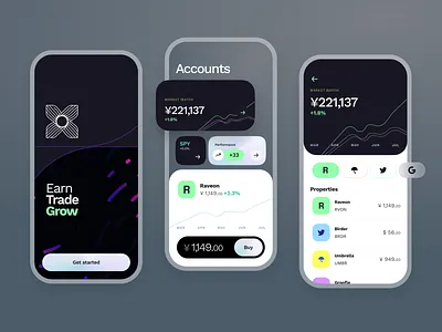 Finance App - Mobile UI Design app app design banking clean design finance financial app fintech fintech app graph investing investments ios app minimal money money app stock market trading transaction ui design