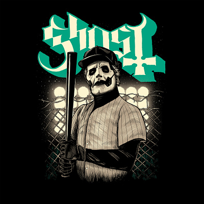Pitch Papa art band baseball design drawing ghost illustration merch
