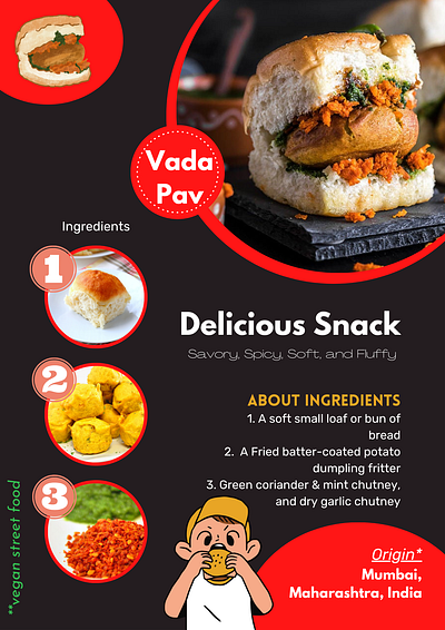 VADA PAV design food infographic poster poster