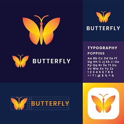 Butterfly- Logo Design ( Unused ) branding design graphic design gridlogo lettering logo vector