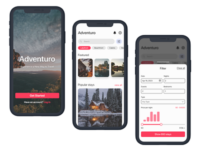 Adventuro - Travel App Design mobile product design ui