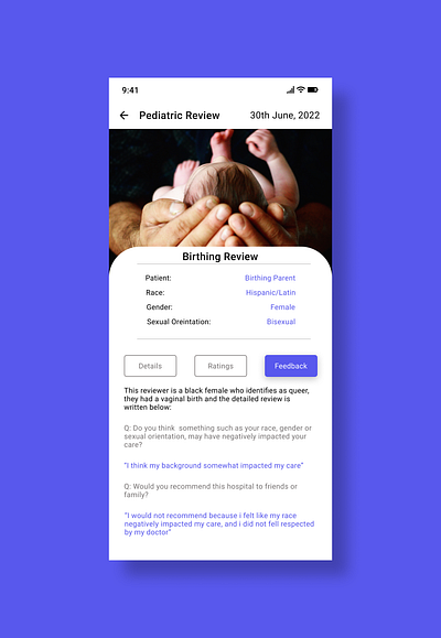 Birthing review page design ui ux