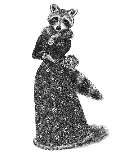 Fancy Raccoon animals anthropomorphic art artist artwork drawing fun hand drawn illustration ink raccoon whimsical