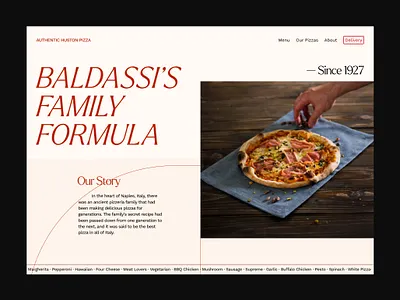 Gourmet Pizzeria Header 2023 big type big typography design digital editorial editorial design editorial photography graphic design header modernism pizzeria red restaurant serif font typography ui ui design