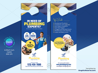 Plumber Door Hanger canva door hanger canva door hanger template door hanger marketing door hanger plumber plumber door hanger plumbing