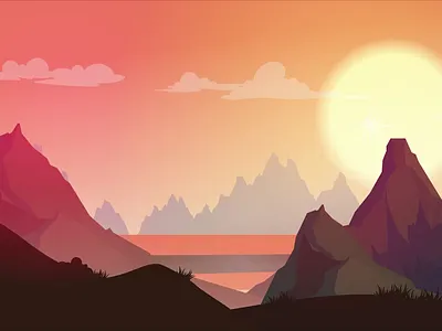 Sunset Parallax Animation animation design graphicdesign illustration motiondesign parallax traditional art ui vector visual design