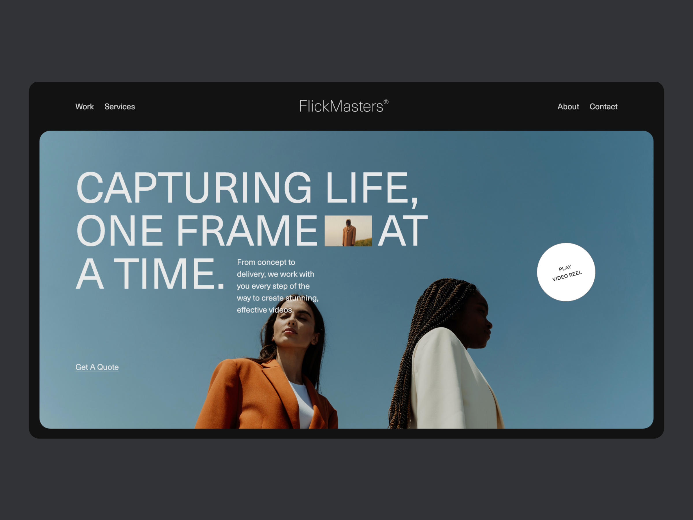 FlickMasters — Website Design agency animation app branding creative dark design illustration interface logo motion graphics portfolio ui uiux ux webdesign website