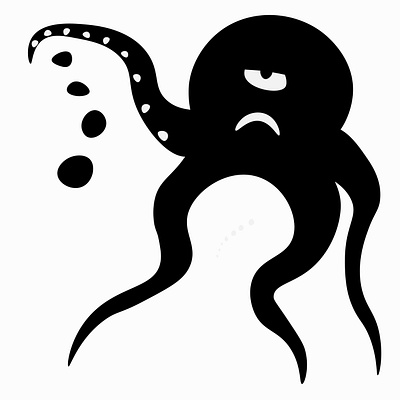 Disgruntled Monochrome Octopus: Stone Pouring ocean