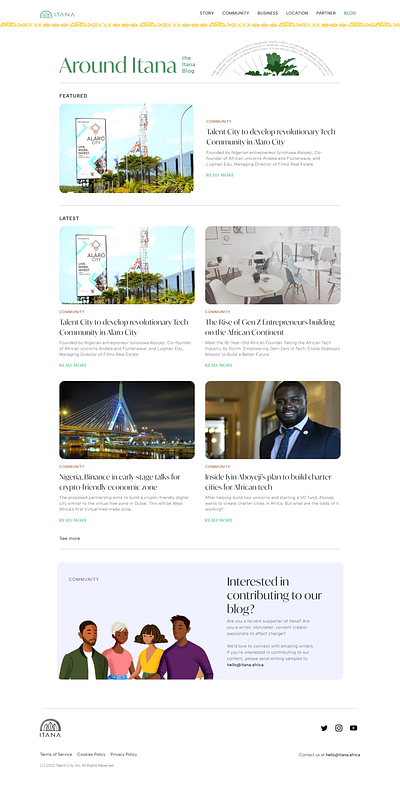 Itanna By Talent City Blog Page product design ui uiux
