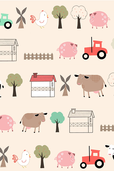 Farm Theme Gallery Wall digi digital download etsy shop farm animals graphic design nursery wall art watercolor prints