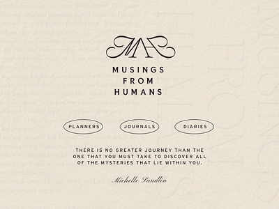 Musings From Humans Identity brand identity branding elegant m logo minimalist monogram script typography
