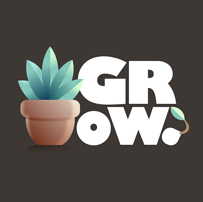GROW Logo graphic design grow logo plant plant care potted plant seeds