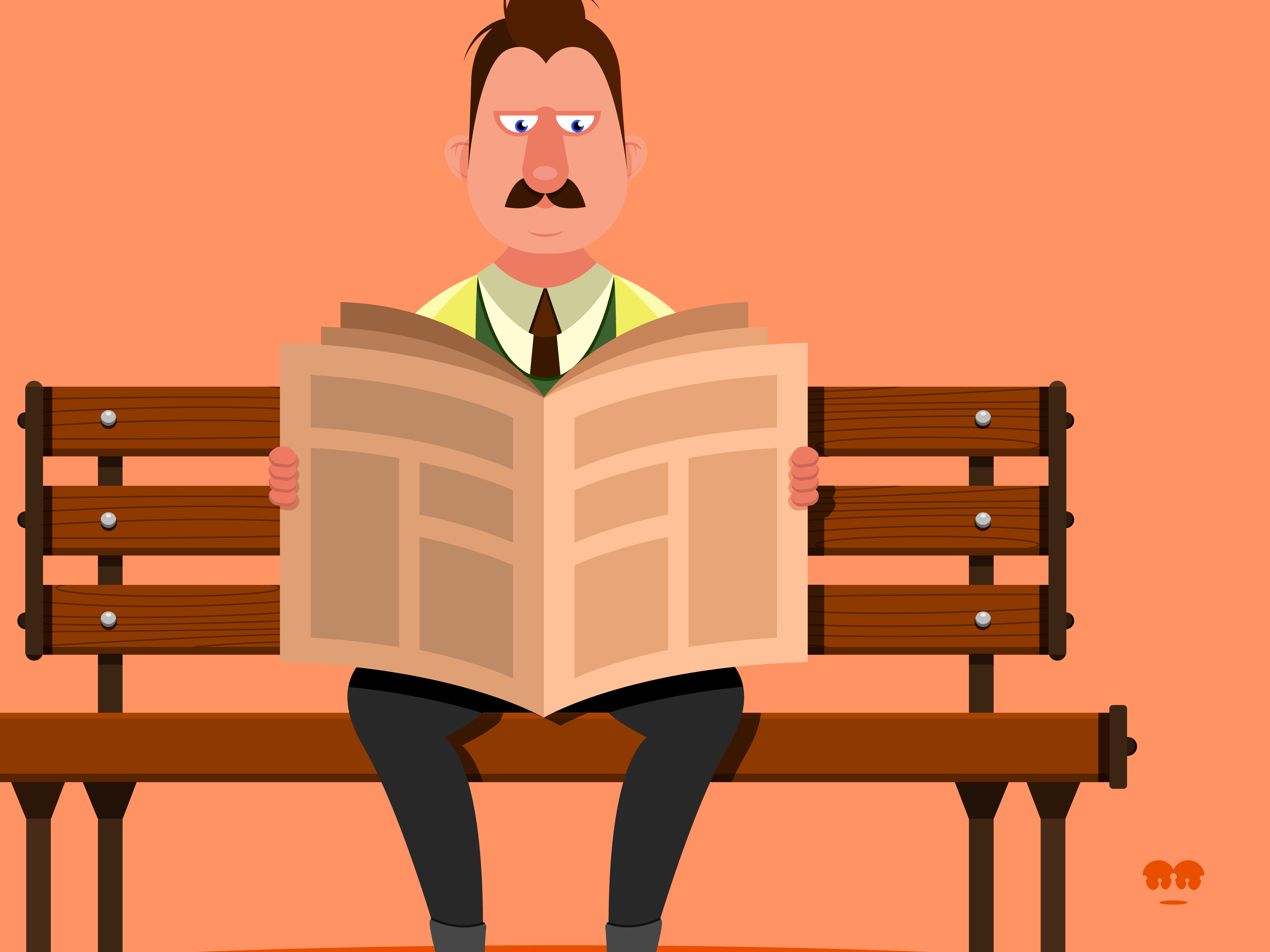 Bench Sitter bench cartoon clean design doodle graphic graphic design illustration man newspaper paper toon vector